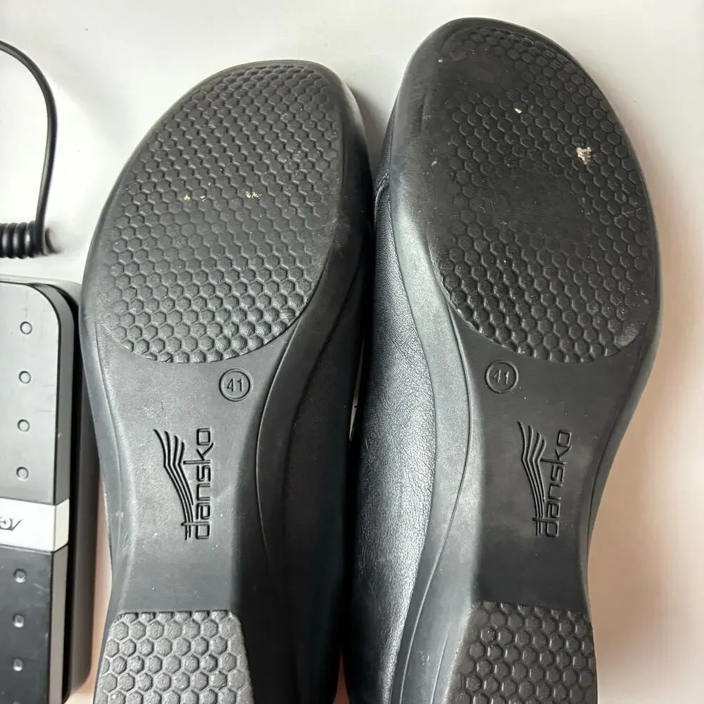 Dansko Farah Black Leather Slip-On Loafer Women's 41/US10.5 Comfort Clogs Work